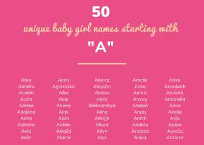 50 Unique Baby Girl Names Starting with the Letter "A"