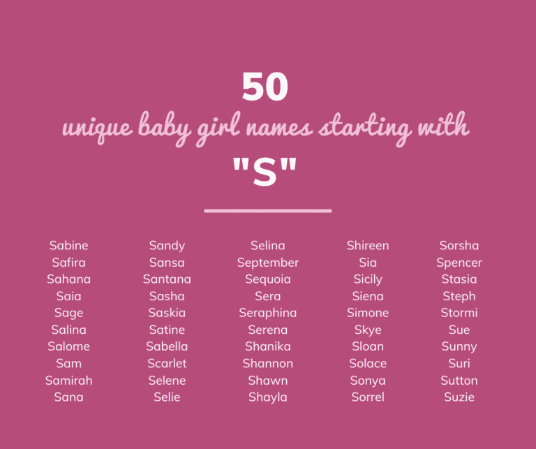 50 unique baby girl names starting with S