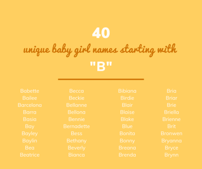 40 Unique baby girl names starting with "B"